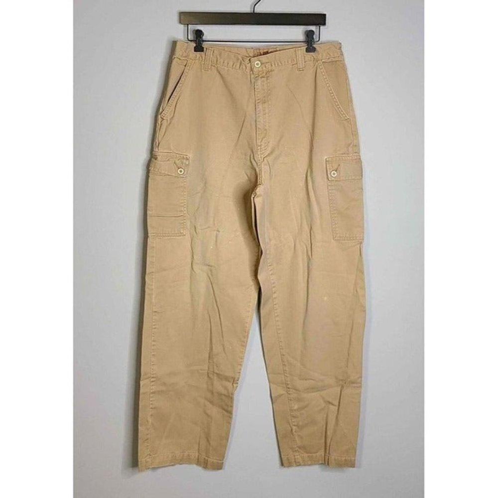 Vintage Fargo Clothing & Supply Mens Khaki Wide Leg Cargo Type Pants Sz 34